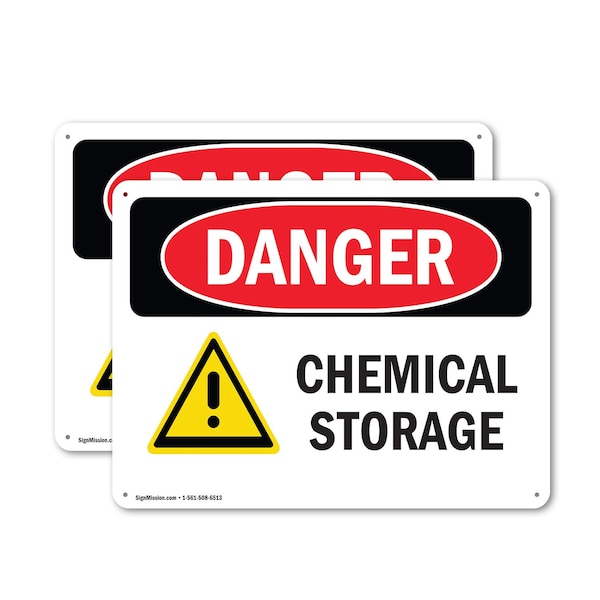 Signmission Chemical Storage Danger Sign, Plastic, 10in W x 7in L, 2PK OS-2PACK-DS-P-710-L-1060 - main